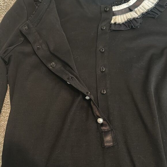 DOLCE & GABBANA Black Ruffled Collar Top Size 46 Euro (Fits US  Medium/large) - Picture 3 of 5